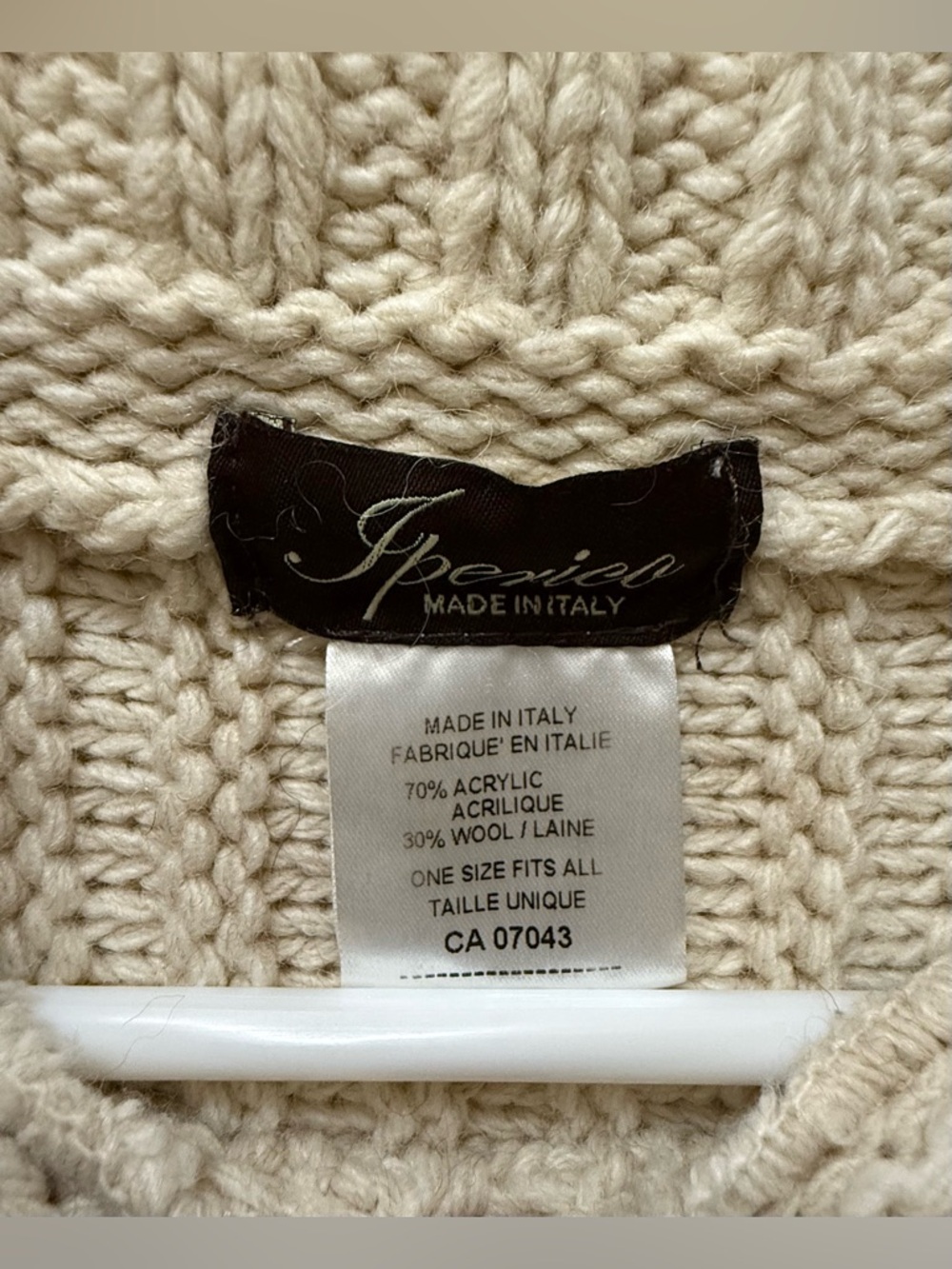 Cream Cable-Knit Turtleneck Cape - Made in Italy - Picture 5 of 8